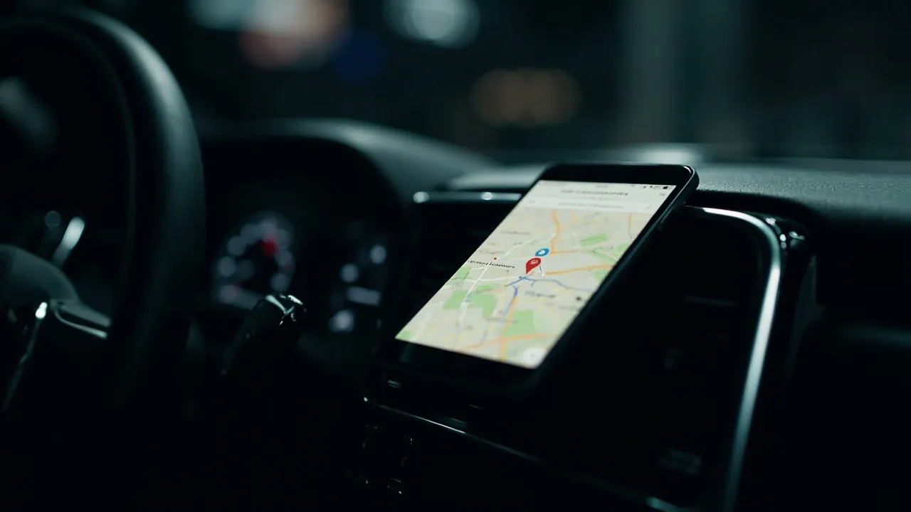 Symbolbild: ein Smartphone zeigt eine Google-Maps-Kartenansicht mit mehreren Autohaus- und Werkstatt-Markierungen in einer Stadt